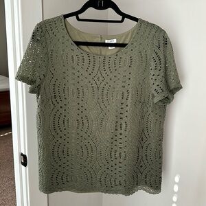 JCrew Lace Top in Olive Green Size 12